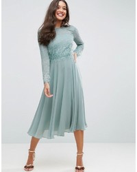 Asos Embellished Long Sleeve Tassle Midi Dress