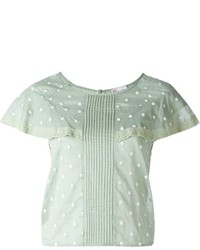 RED Valentino Embroidered Polka Dot Blouse