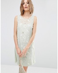 Asos Premium Sleeveless Dress With Embroidery