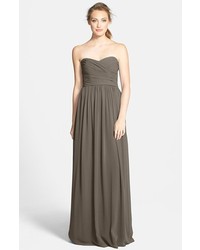 Monique Lhuillier Bridesmaids Strapless Ruched Chiffon Sweetheart Gown