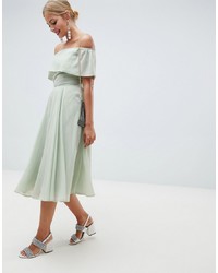 ASOS DESIGN Bardot Midi Prom Dress
