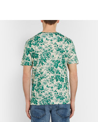 Gucci Slim Fit Floral Print Cotton T Shirt