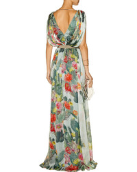 Matthew Williamson Floral Print Silk Georgette Gown