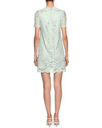 Dolce & Gabbana Short Sleeve Floral Lace Minidress Light Green