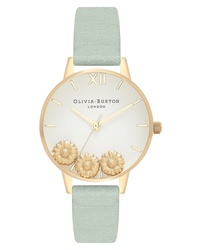 Mint Floral Leather Watch
