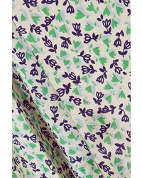ALEXACHUNG Ruffle Trimmed Floral Print Voile Midi Dress Green