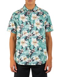 Hurley Cabana Floral Short Sleeve Button Up Organic Cotton Shirt