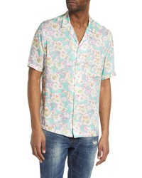 AllSaints Florax Relaxed Fit Short Sleeve Button Up Shirt In Match Green At Nordstrom