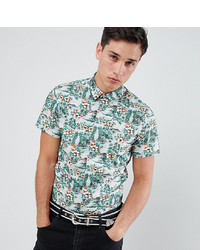 Twisted Tailor Skinny Shirt In Green With Print