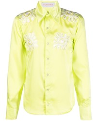 BLUEMARBLE Floral Embroidery Satin Shirt