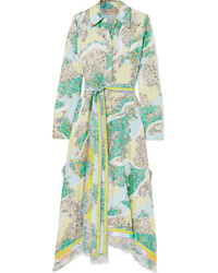 Emilio Pucci Fringed Printed Silk Twill Midi Dress