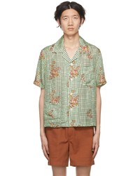 Mint Floral Silk Short Sleeve Shirt