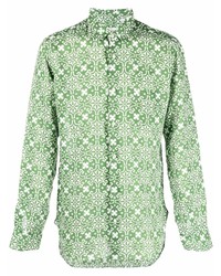 PENINSULA SWIMWEA R Geometric Print Pointed Collar Shirt