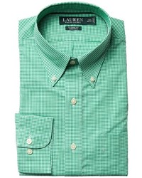 Lauren Ralph Lauren Classic Fit Non Iron Gingham Plaid Button Down Collar Dress Shirt Long Sleeve Button Up