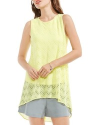 Vince Camuto Highlow Herringbone Lace Blouse