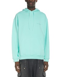 Balenciaga Embroidered Classic Logo Medium Fit Cotton Hoodie In Mint At Nordstrom