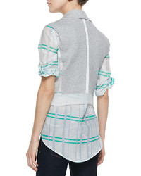 Waverly Grey Teri Striped Silk Blouse With Roll Up Sleeves