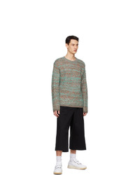 Andersson Bell Green And Brown Multi Melange Crewneck Sweater