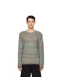Andersson Bell Green And Brown Multi Melange Crewneck Sweater