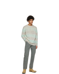 Acne Studios Green And Grey Block Stripe Sweater