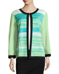 Ming Wang Knit Stripe Print Jacket Multi