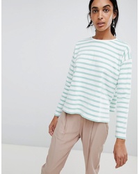 Mint Horizontal Striped Long Sleeve T-shirt