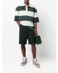 Ami Paris Striped Logo Patch Polo Shirt