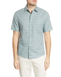 Mint Horizontal Striped Short Sleeve Shirt