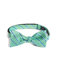 Mint Horizontal Striped Silk Bow-tie