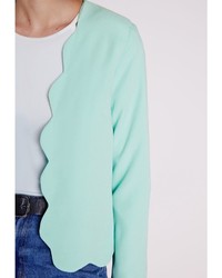 Missguided Laurie Scallop Cropped Blazer Mint