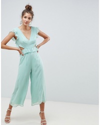 ASOS DESIGN Cut Out Jumpsuit With Soft Ruffles