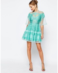 Asos Collection Salon Lace Paneled Organza Mini Dress