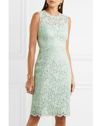 Dolce & Gabbana Corded Cotton Blend Lace Dress Mint