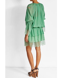 Roberto Cavalli Cotton And Silk Blend Dress With Lace Hem