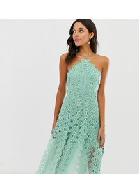ASOS DESIGN Midi Dress With Pinny Bodice With Cutwork Skirt Detail