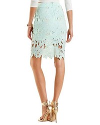 Charlotte Russe Embroidered Lace Pencil Skirt