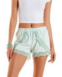 Charlotte Russe Lace Trim Chambray Tulip Shorts