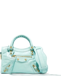 Balenciaga Giant 12 City Mini Textured Leather Shoulder Bag Turquoise
