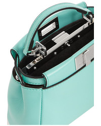 Fendi Peekaboo Micro Leather Shoulder Bag Turquoise