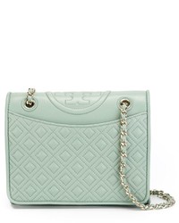 Tory Burch York Saffiano Leather Buckle Shoulder Tote Satchel Mint Green