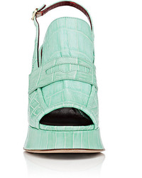 Sies Marjan Ellie Crocodile Stamped Leather Slingback Platform Sandals