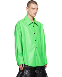 Chen Peng Green Pure Light Faux Leather Shirt