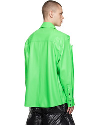 Chen Peng Green Pure Light Faux Leather Shirt