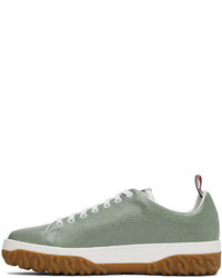 Thom Browne Green Cable Knit Court Low Top Sneakers