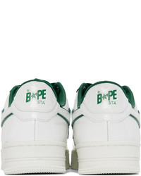 BAPE White Green Patent Leather Sneakers