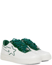 BAPE White Green Patent Leather Sneakers