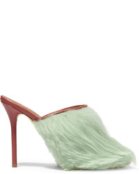 Malone Souliers Dawn Cashmere And Leather Mules Mint