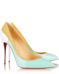 Christian Louboutin Tucsick 100 Glitter Trimmed Patent Leather Pumps Mint