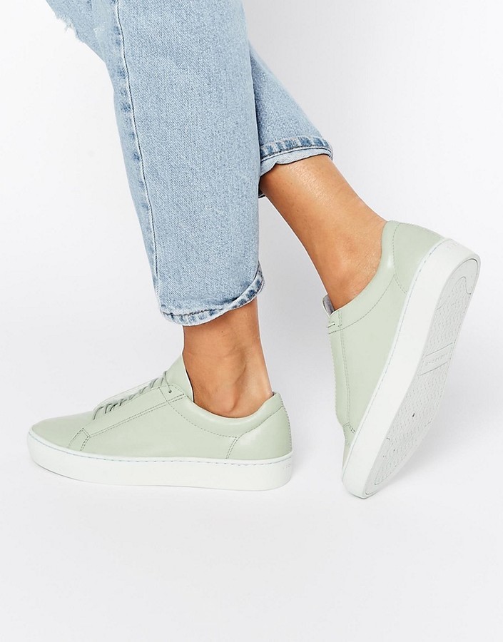 Zoe Leather Mint Green Sneakers, $122 | Asos | Lookastic