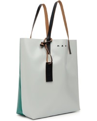 Marni Off White Green Pvc Shopping Tote Bag